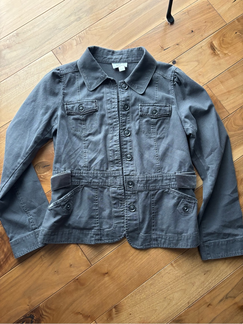 LOFT Slate Gray Button-Front Utility Jean Jacket